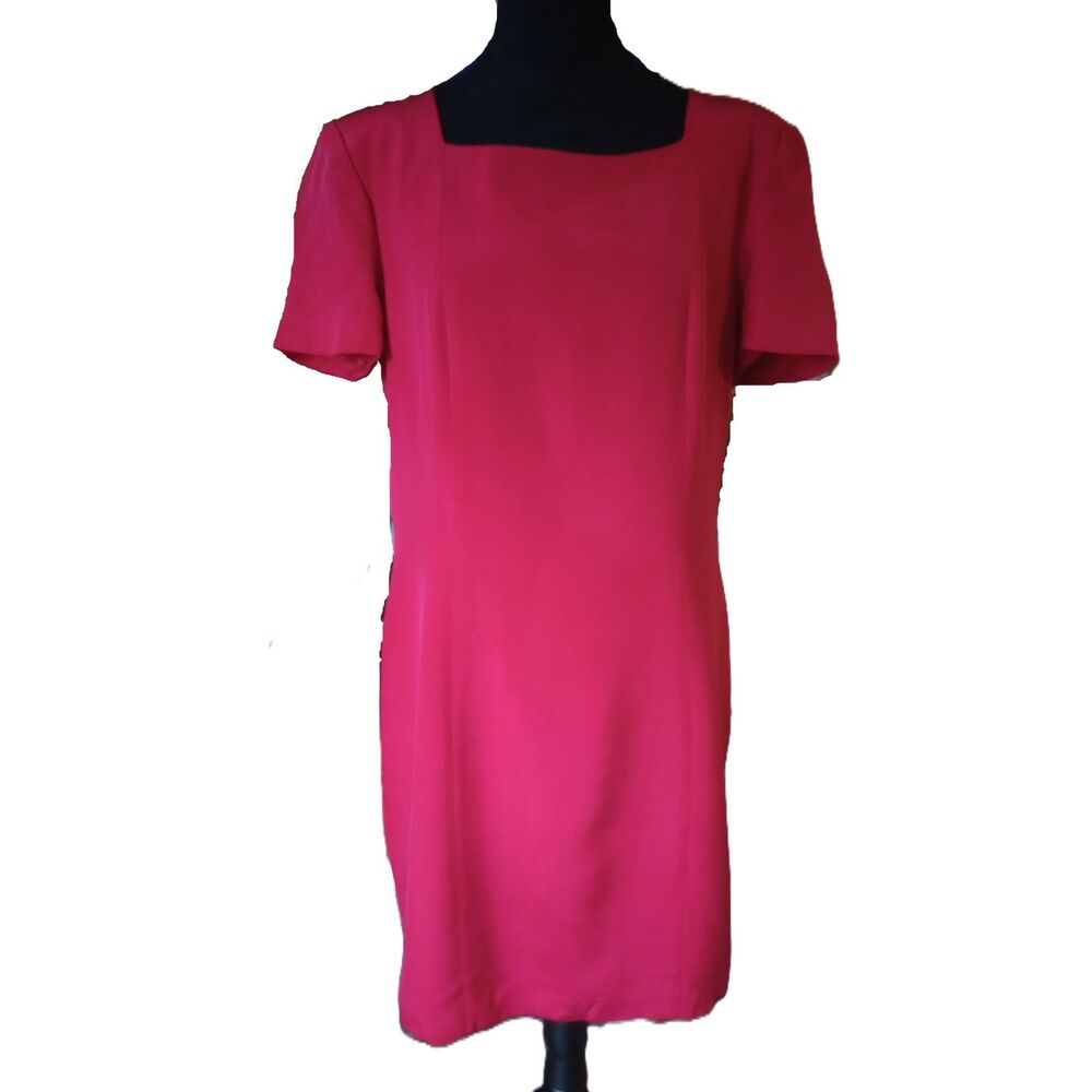 August Silk Women's 12 100% Silk Red Professional Midi Dress